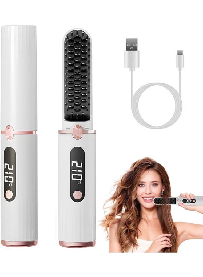 فرشاة فرد الشعر اللاسلكية للسفر من موزار، مشط فرد الشعر المحمول مع أيونات سالبة، مضاد للحروق وتسخين سريع، شاشة ليد ومجموعة درجات حرارة - Image 1